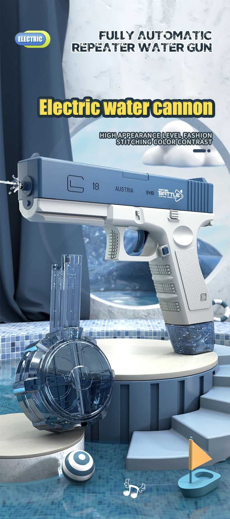 New Water Gun Electric M416 Pistol Shooting Toy Full Automatic