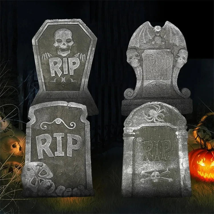 1 pcs Halloween Foam Tombstones Outdoor Home Decoration Bats Skeleton Gravestone