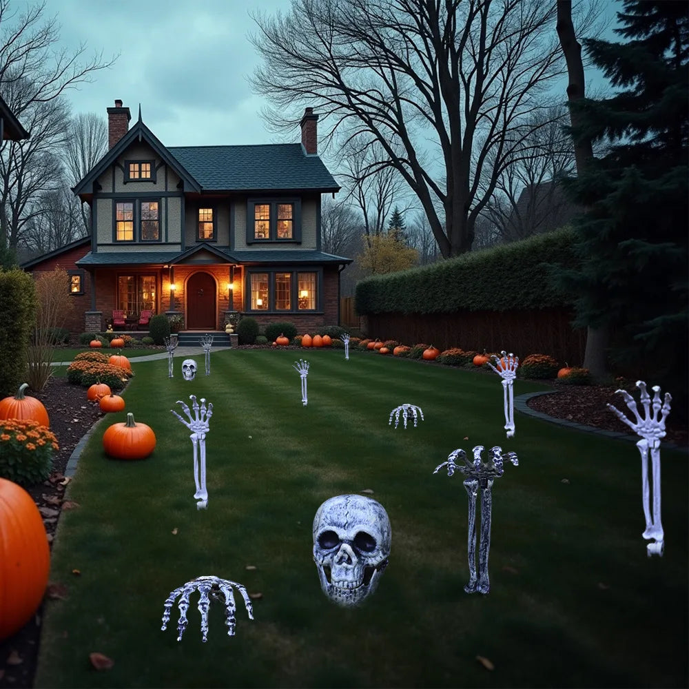 Halloween Home Decor Skeleton Head Outdoor Scary Props Realistic Skull Prank