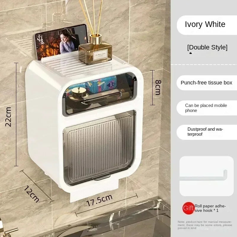Wall-Mounted Bathroom Tissue Box with Drawer
