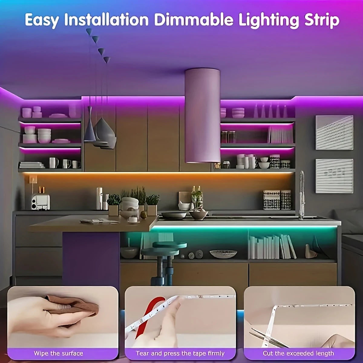 Led Strip Lights with 44 Key Remote Control RGB Tape Led Wall Room for Home