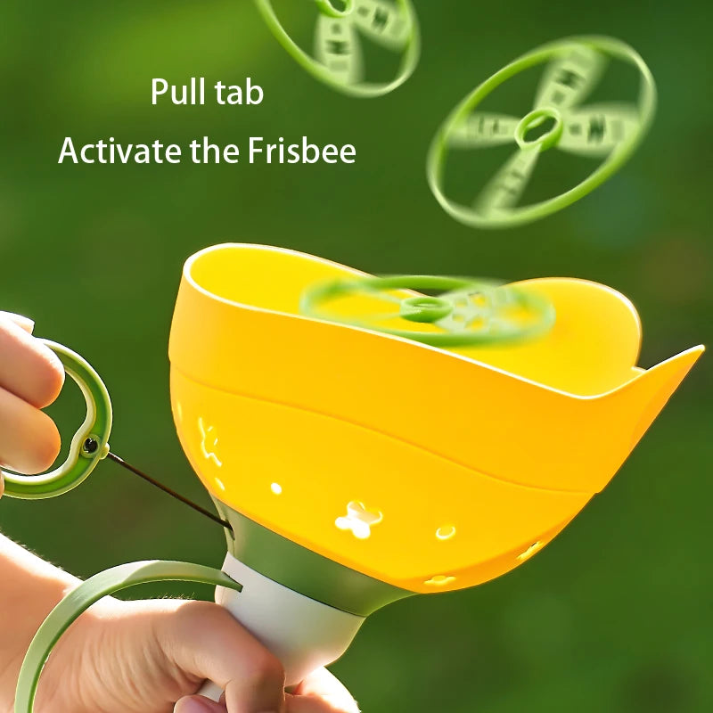 Pull String Flying Saucer Disc Launcher Kids Flying Toys