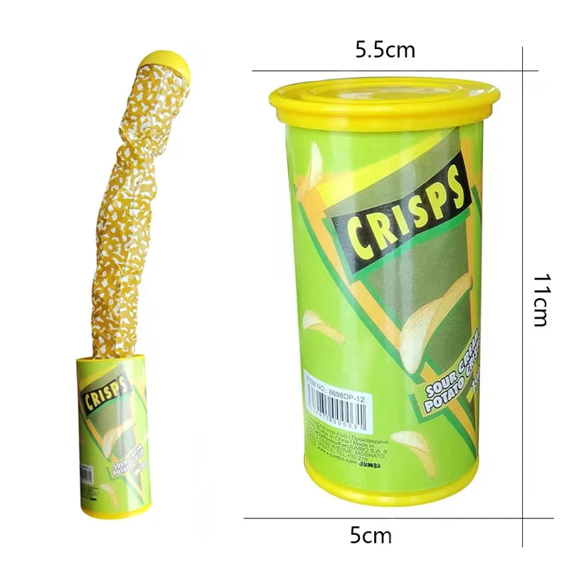 The Potato Chip Snake Can Jump Stage Magic Tricks Spring Snake Toy Jokes in A Can Gift