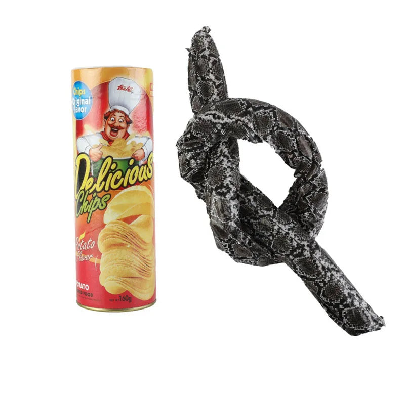 The Potato Chip Snake Can Jump Stage Magic Tricks Spring Snake Toy Jokes in A Can Gift