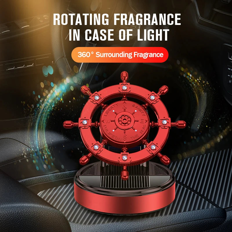 Solar rotating car fragrance creative metal boat rudder car perfume accessories