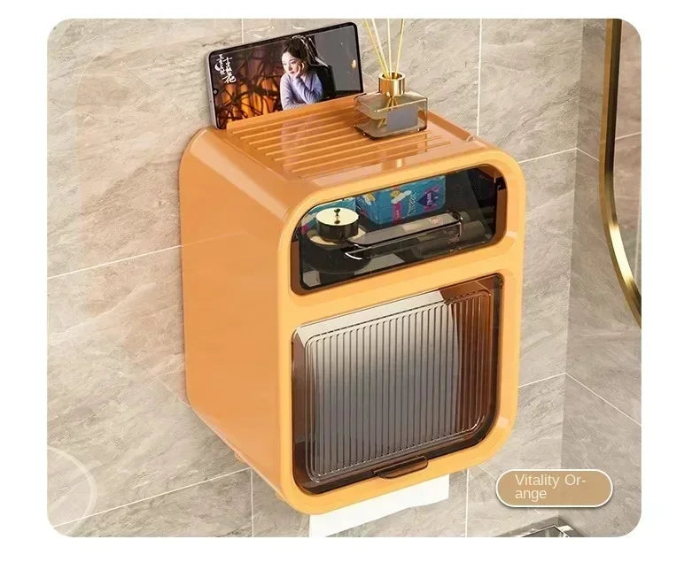 Wall-Mounted Bathroom Tissue Box with Drawer