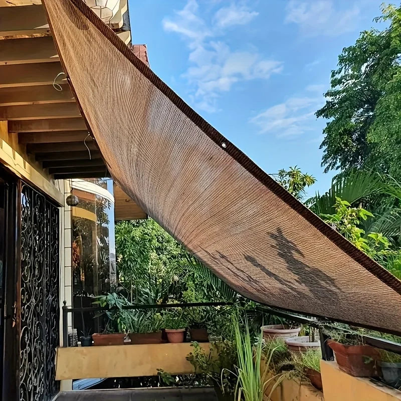 Durable Brown UV Protection Canopy - Outdoor Sun Shade Net - Travel, Picnics, and Pools