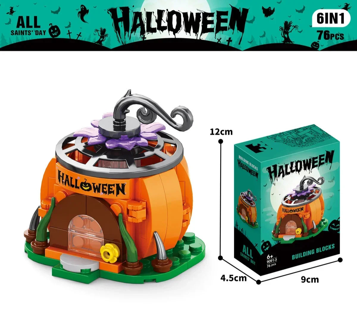 Halloween series assembled building block set toy haunted house ghost figurine model