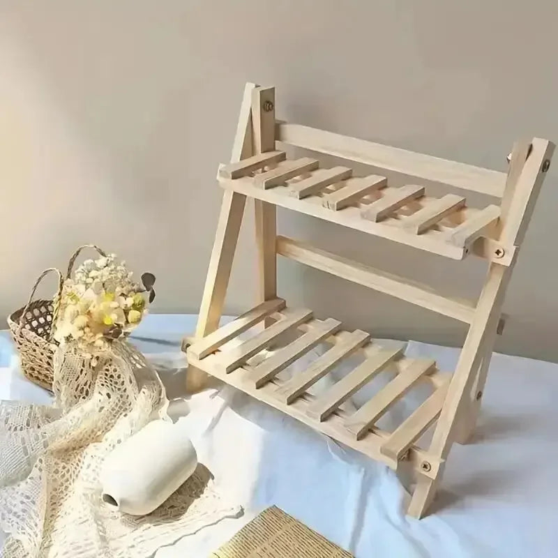 Bilayer Wooden Storage Shelf