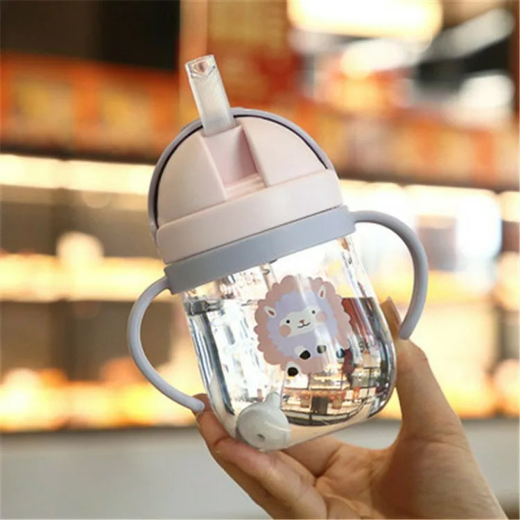 250ml Baby Feeding Cup with Straw Children Learn Feeding Bottle Kids Training Cup