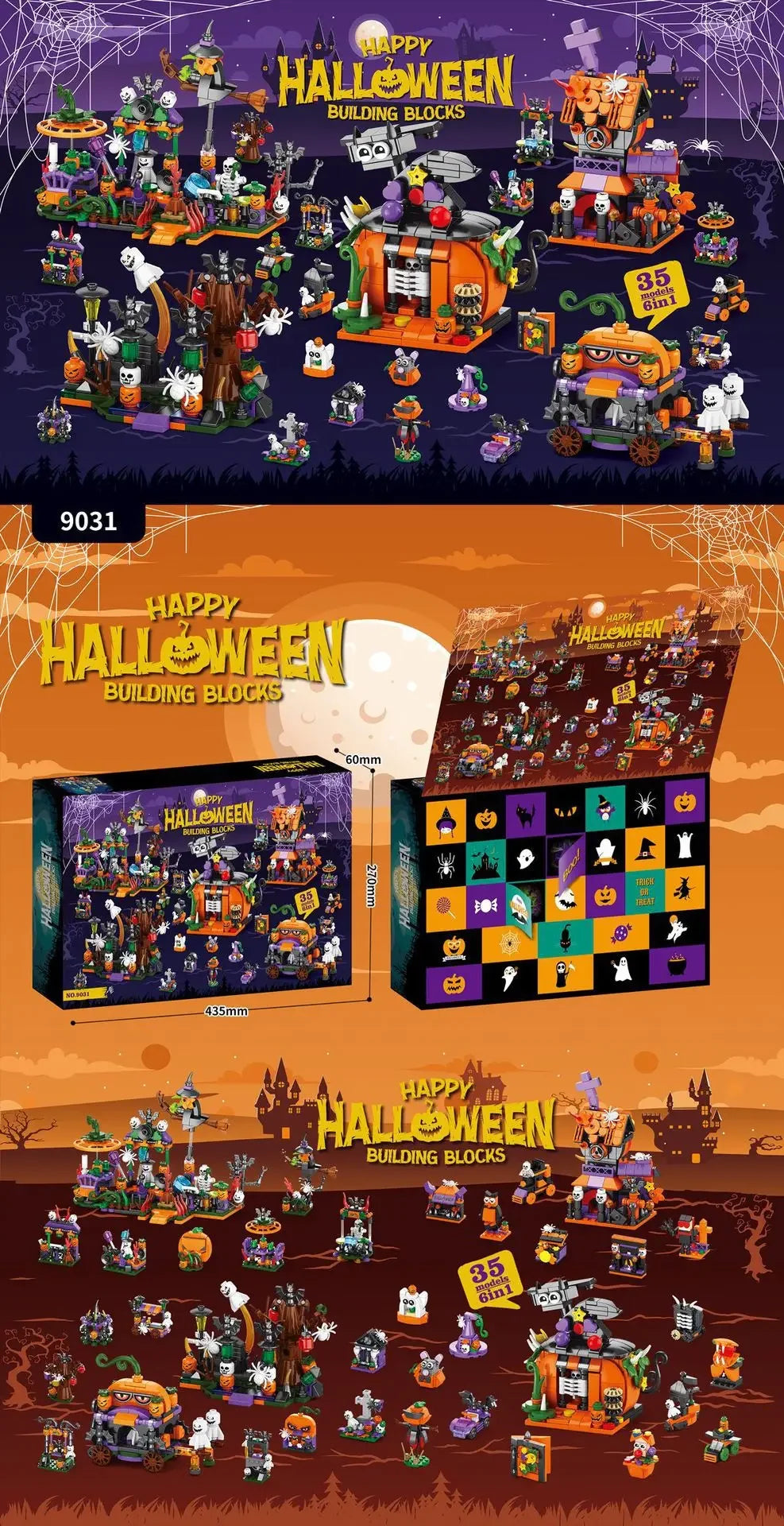 Halloween series assembled building block set toy haunted house ghost figurine model