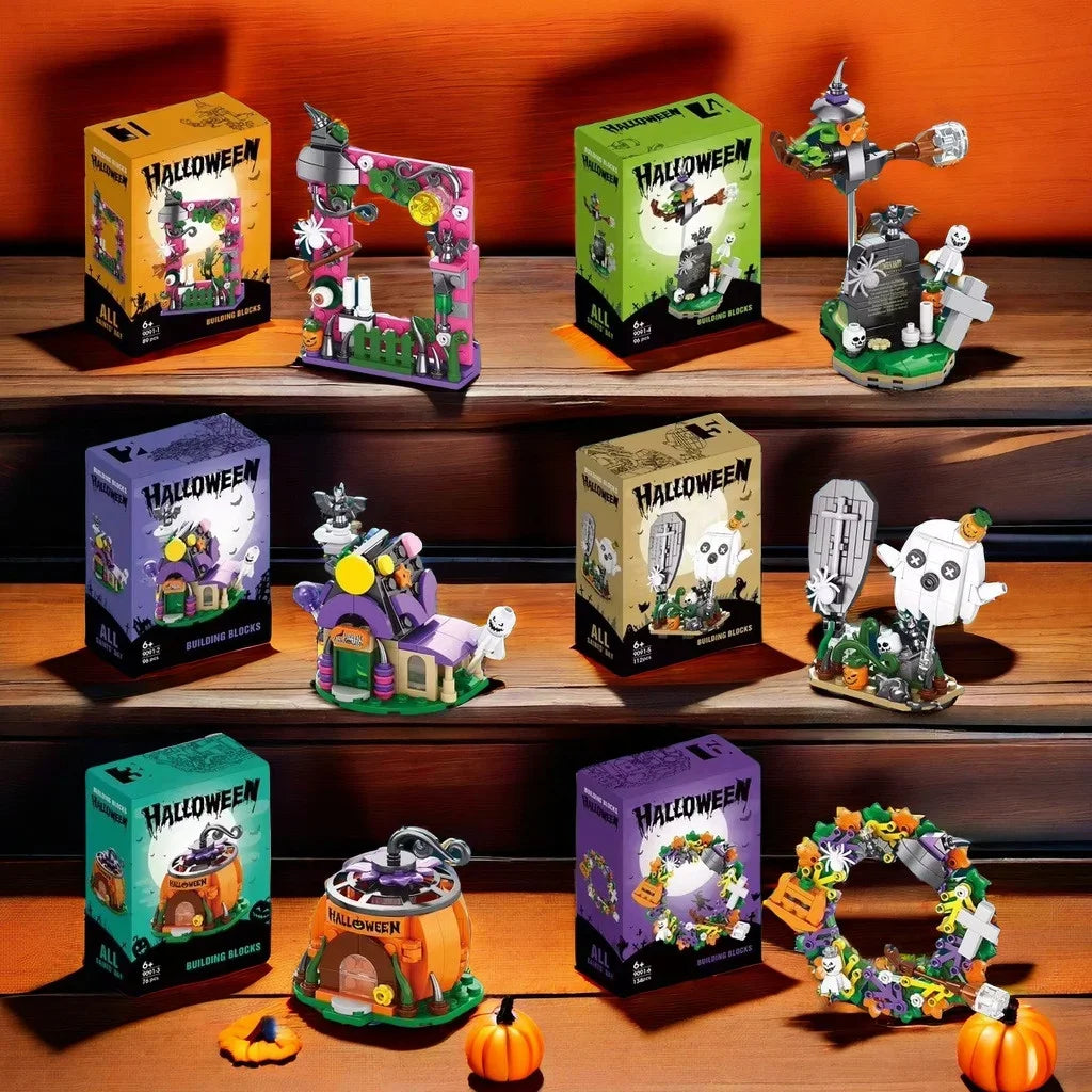 Halloween series assembled building block set toy haunted house ghost figurine model