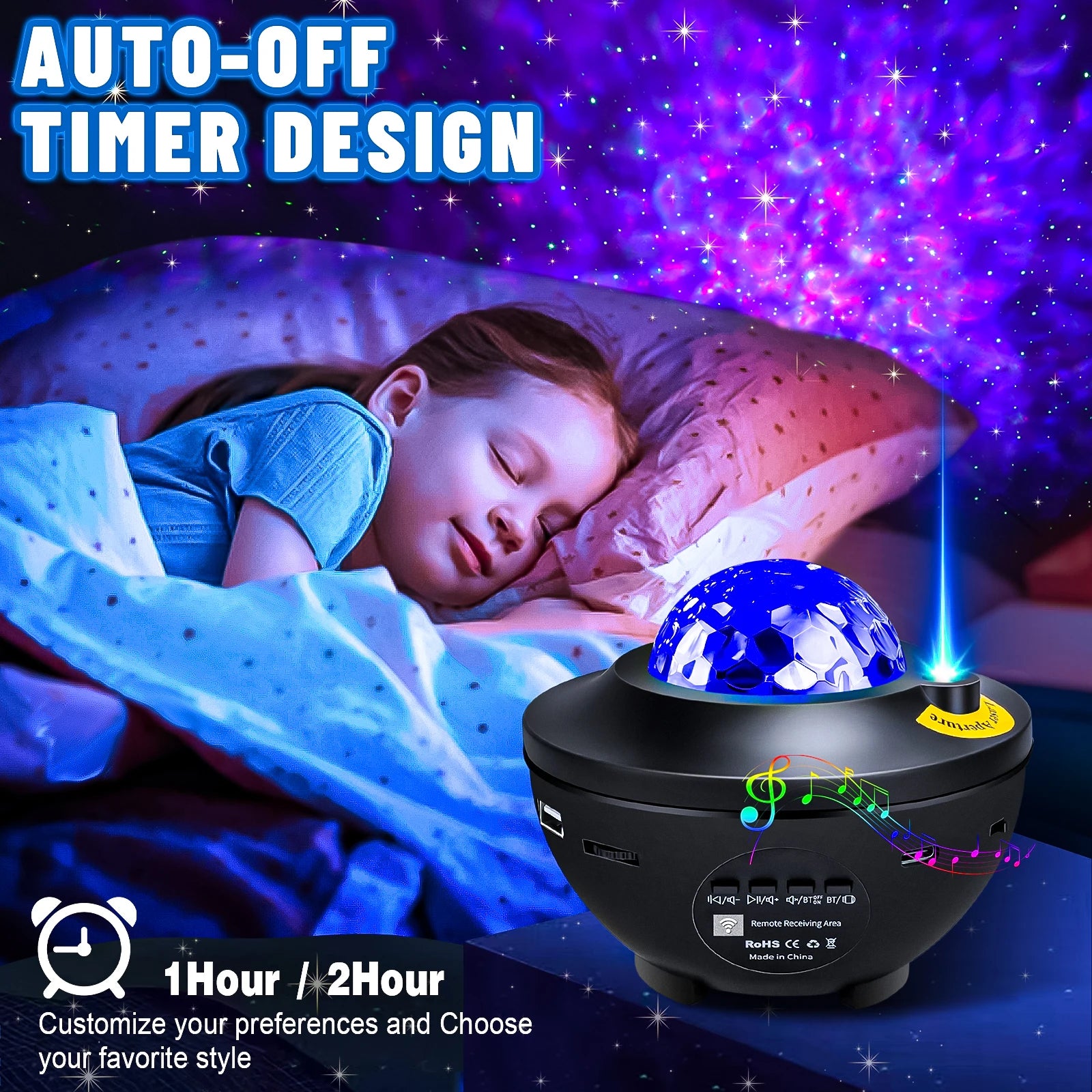 Starry Projector Galaxy Night Light Child Bluetooth USB Music Player Ocean Projector