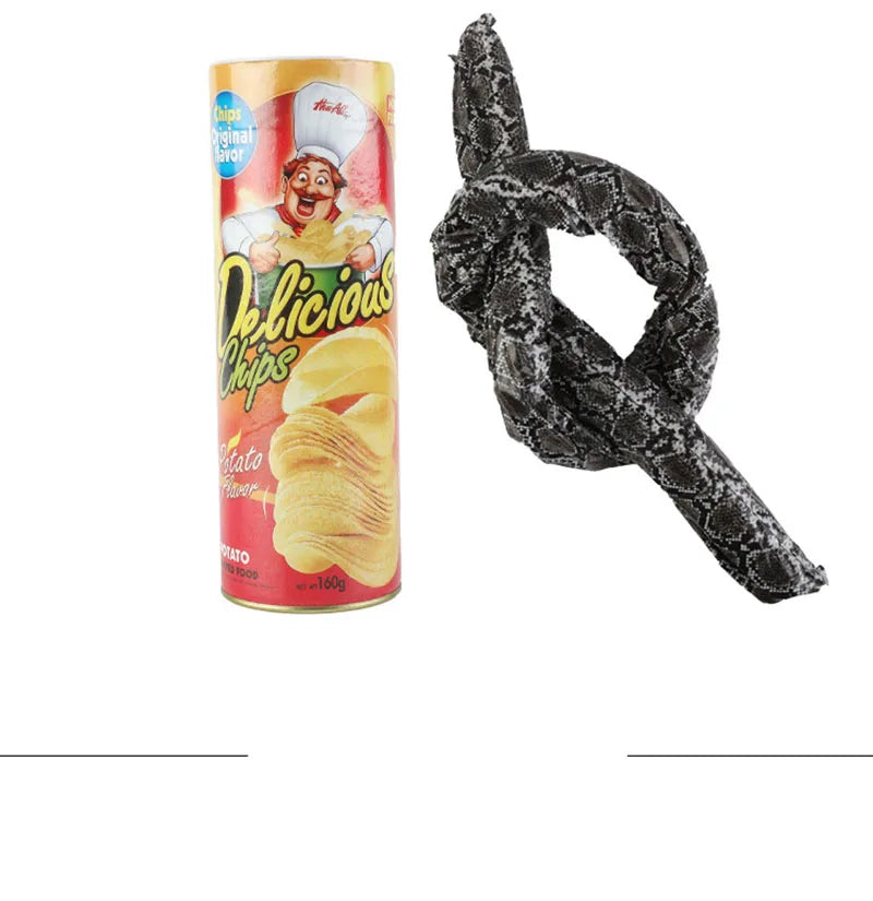 The Potato Chip Snake Can Jump Stage Magic Tricks Spring Snake Toy Jokes in A Can Gift