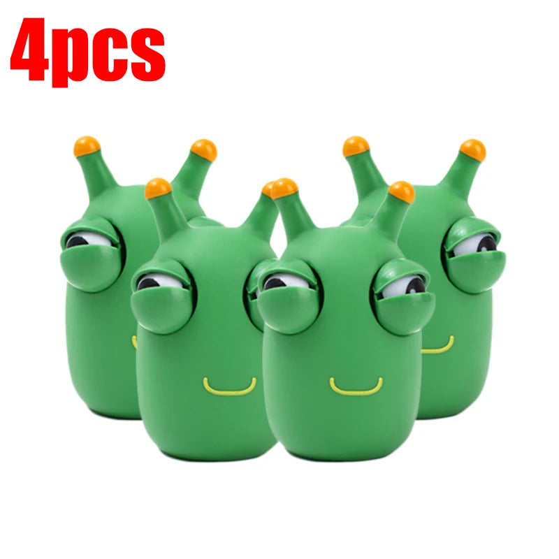 Green Worm Squeeze Pinch Toy Novelty Eye Popping Squeeze 3D Toy