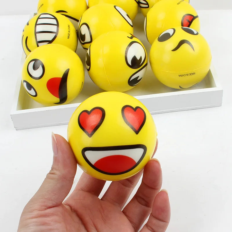 6PCS 6.3cm facial expression foam PU extrusion sports decompression children's toy