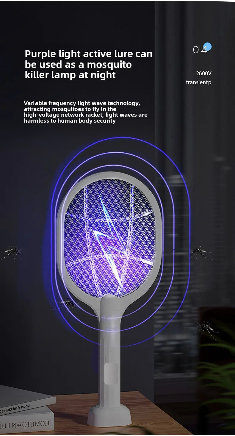 Electric Mosquito Swatter & Repellent Lamp -USB Rechargeable+Base