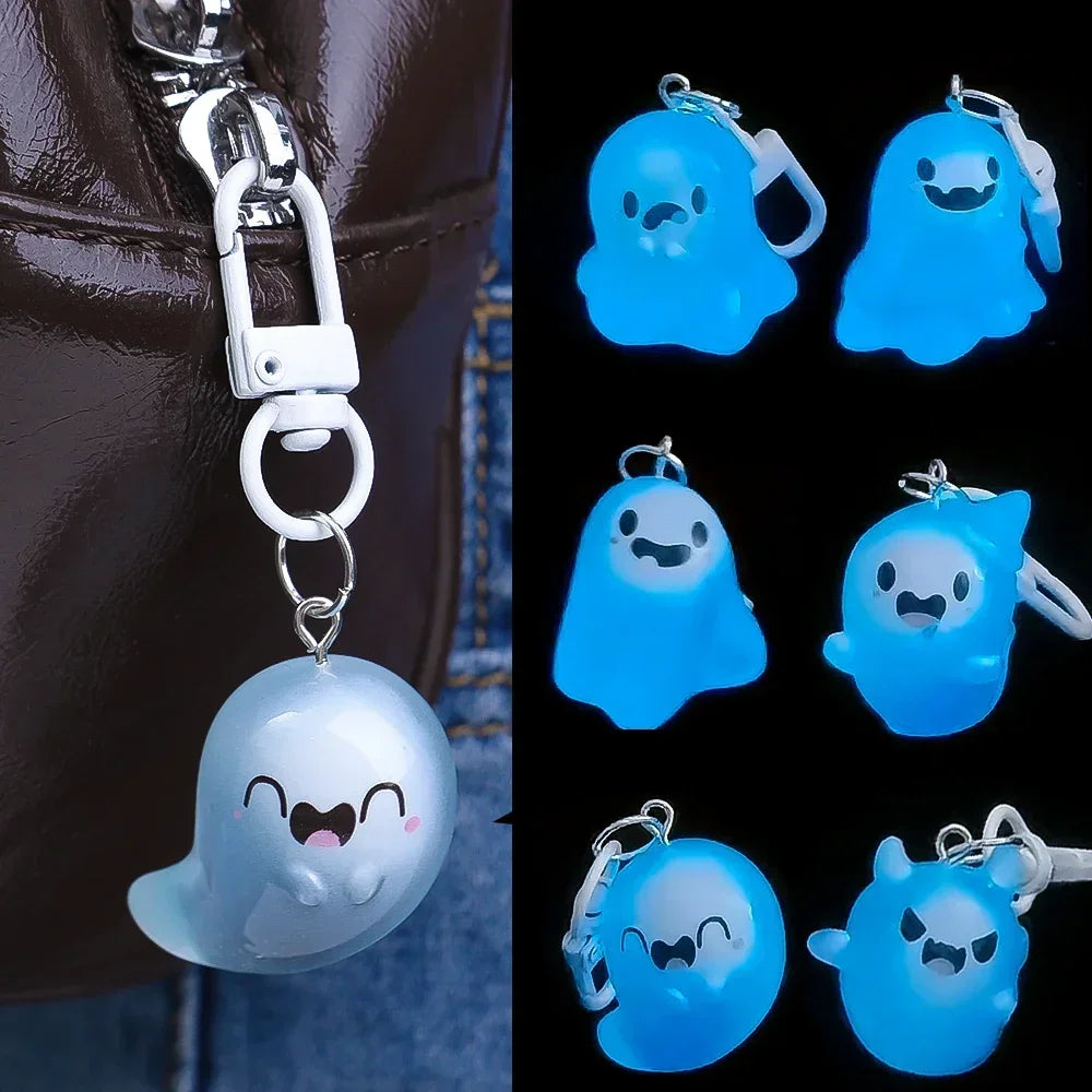 Halloween Keychain Glow-in-the-Dark Cartoon Jelly Doll Pendant Headphone Case Decor