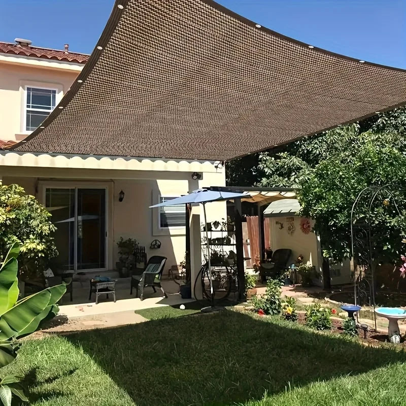 Durable Brown UV Protection Canopy - Outdoor Sun Shade Net - Travel, Picnics, and Pools