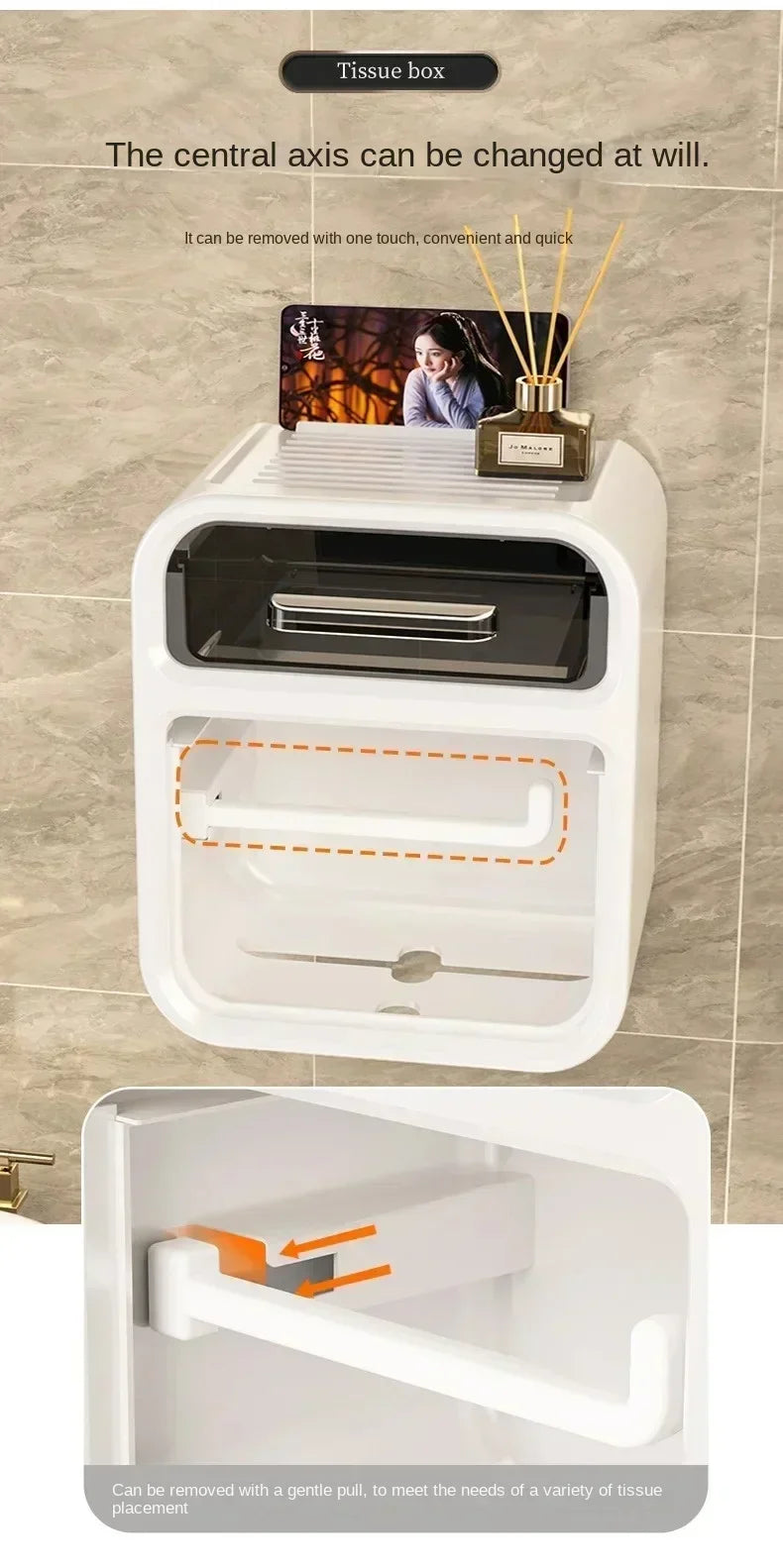 Wall-Mounted Bathroom Tissue Box with Drawer