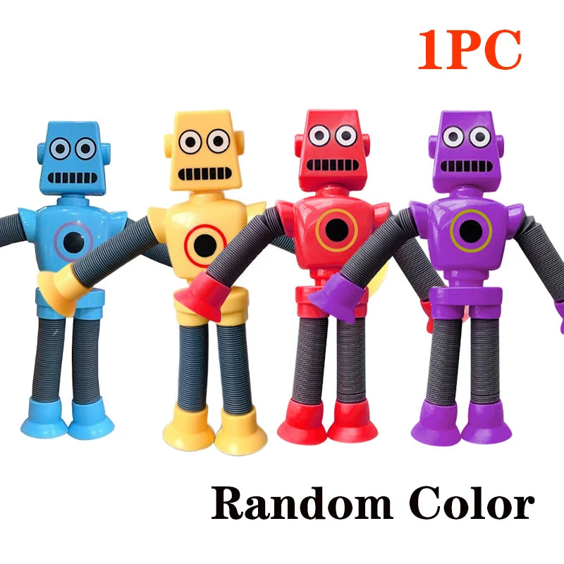 4/16PCS Pop Tubes Suction Cup Robot Toys Stress Relief Telescopic Sensory Toys for Kids