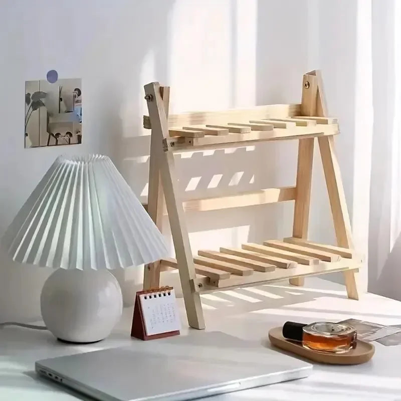 Bilayer Wooden Storage Shelf