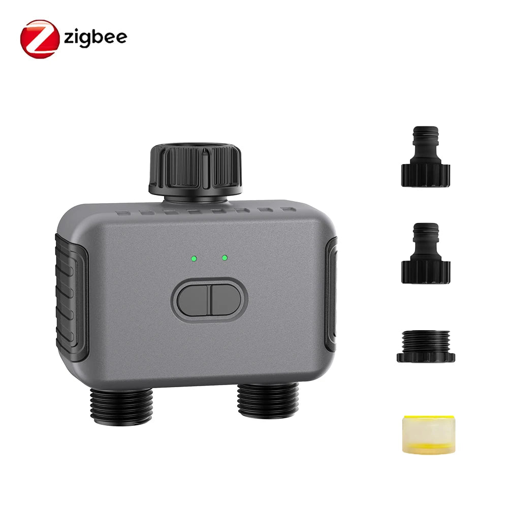 Automatic Water Timer Dual Hose Garden Irrigation Watering System Faucet Sprinkler