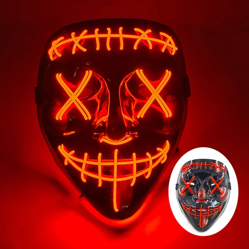 Wireless Glowing Mask LED Luminous Purge Mask Halloween Carnival Light Up Party Mask