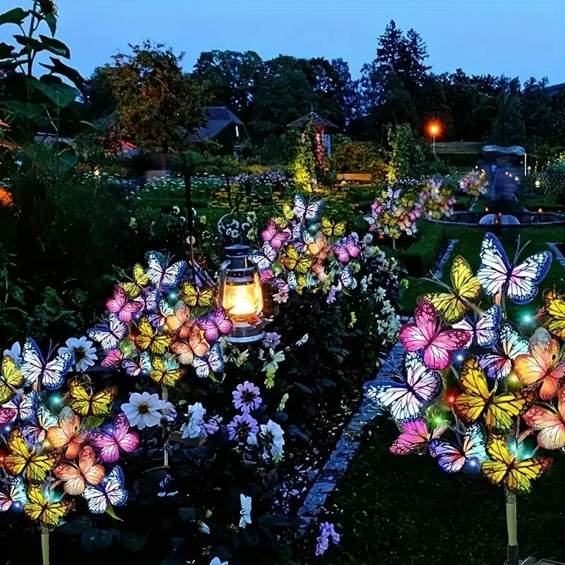 Solar LED Butterfly Flower Light Outdoor Simulation Garden Waterproof Lamp