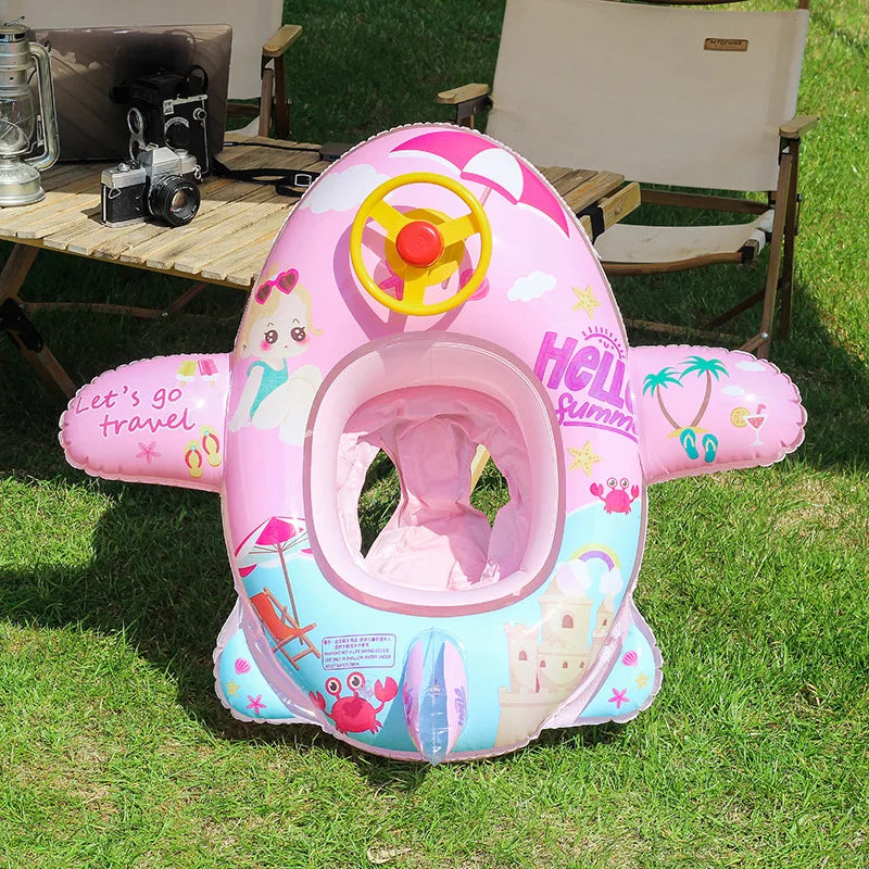 Baby Swim Ring Inflatable Toy Aircraft Shape Swimming Circle Seat Floatie
