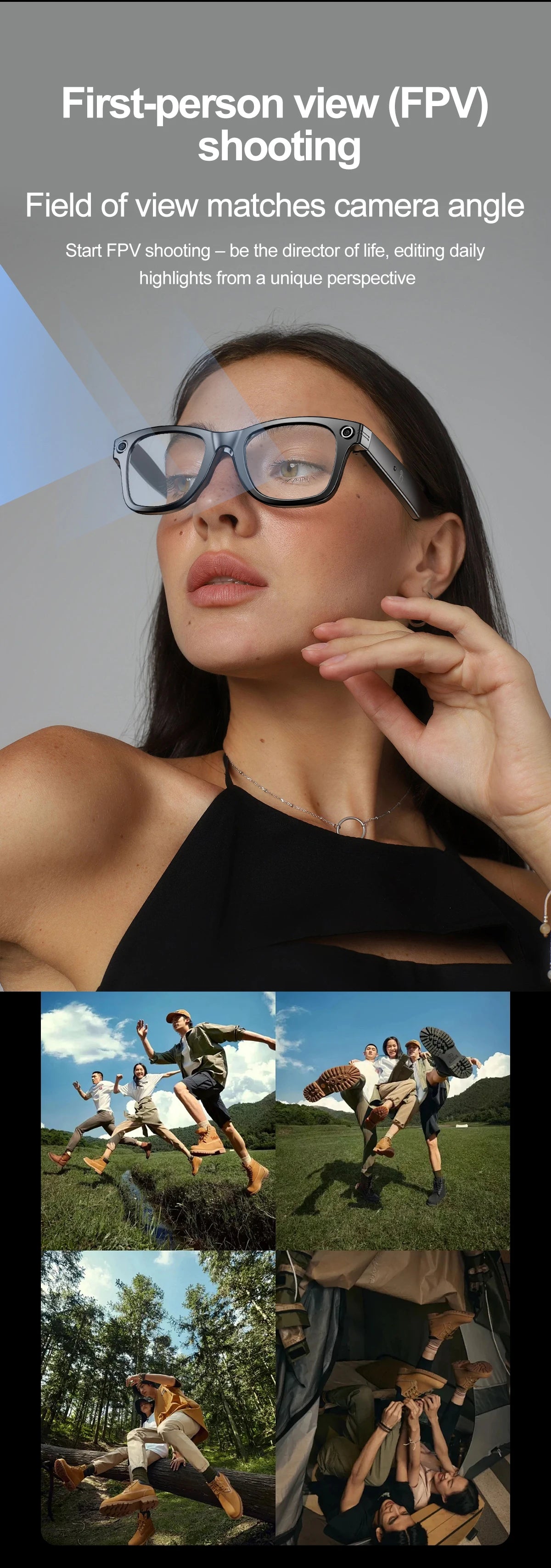 AI Camera Smart Glasses IP65 Waterproof Bluetooth for Call and Music Use ChatGPT