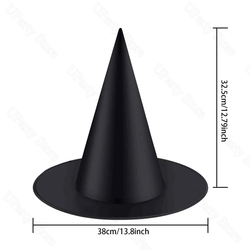 6/12Pcs Halloween Black Witches Hats with Rope Hanging Wizard Hats for Party Favor