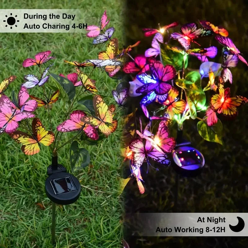 Solar LED Butterfly Flower Light Outdoor Simulation Garden Waterproof Lamp