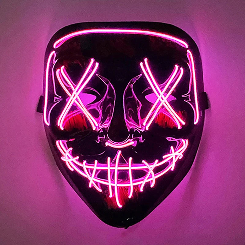 Wireless Glowing Mask LED Luminous Purge Mask Halloween Carnival Light Up Party Mask