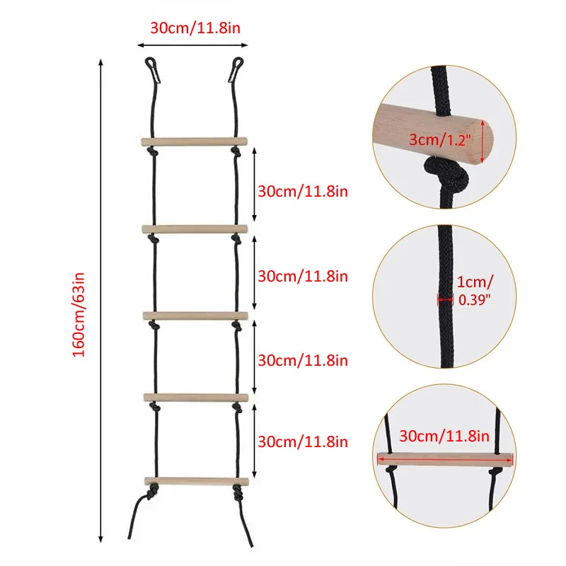 Children Climbing Rope Ladder Wooden Swing Indoor Outdoor Bodybuilding Set
