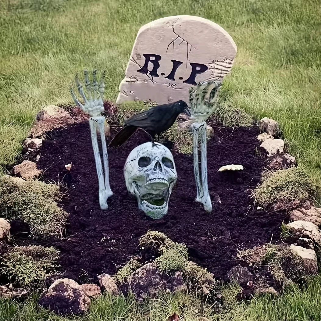 Halloween Home Decor Skeleton Head Outdoor Scary Props Realistic Skull Prank