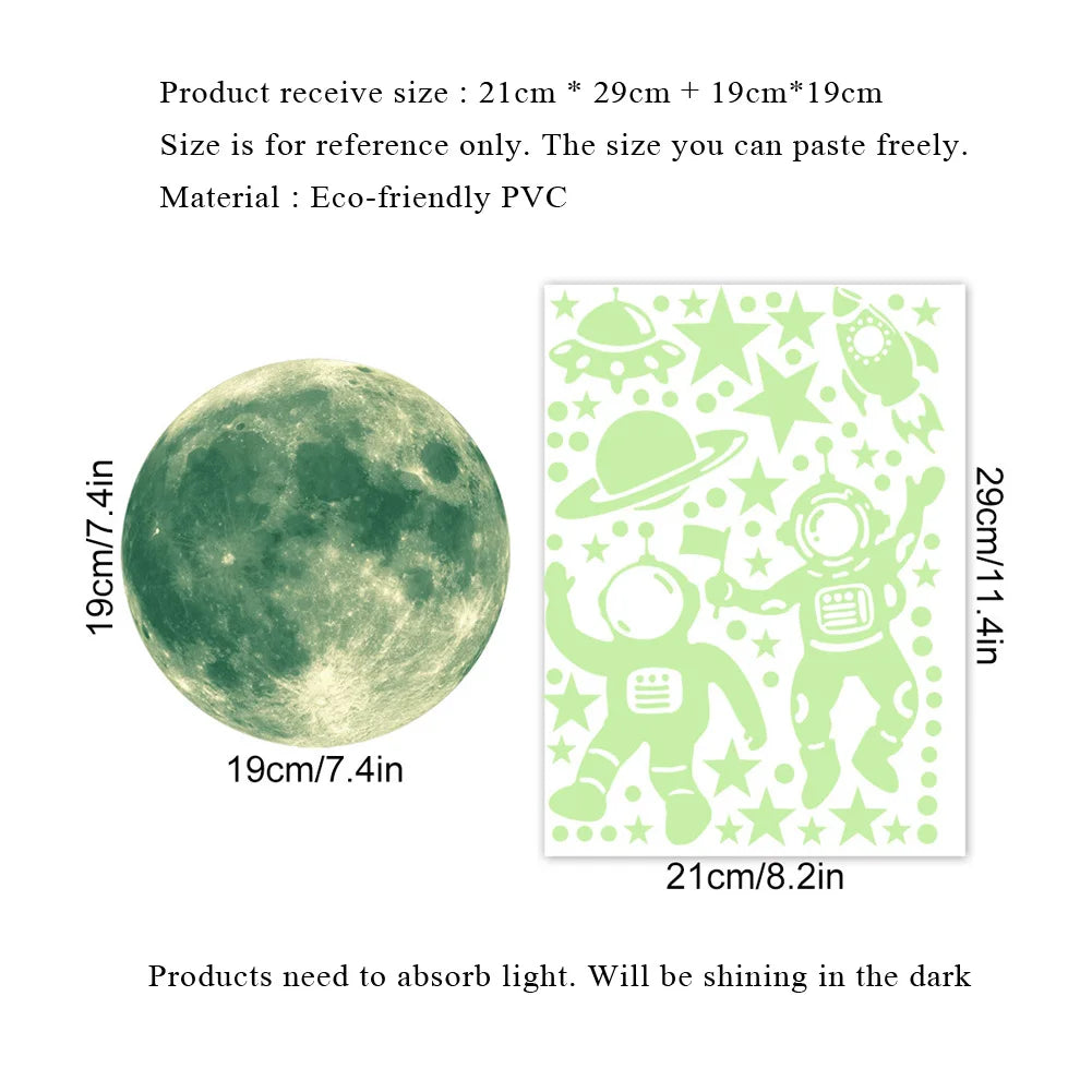 Luminous Astronaut Bedroom Decoration Glow In The Dark Self-adhesive Decals