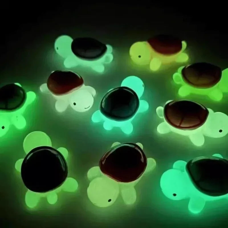 50/2pcs Cute Mini Luminous Turtle Ornaments Glowing in The Dark Miniatures