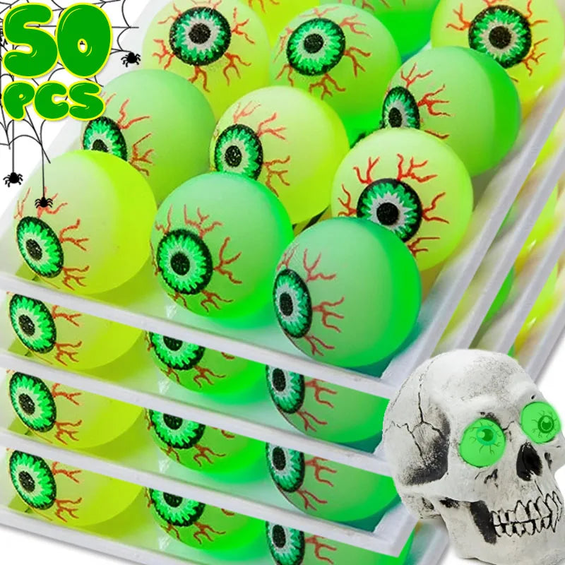 5/50PCS Luminous Bouncing Ball Halloween Glow in The Dark Toys Rubber Fake Eyeball