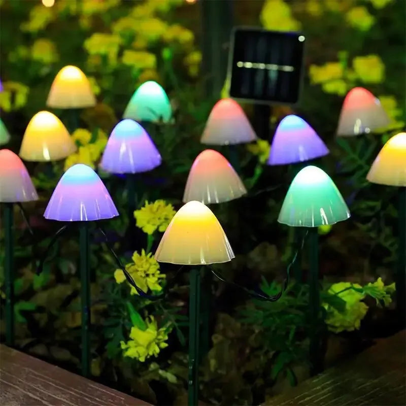 Brighten Up Garden with 10 LED Solar Mushroom Lights!