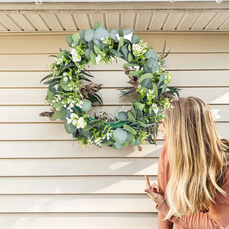 Eucalyptus Wreath Flowers Gifts DIY Rattan Creative Artificial Garland