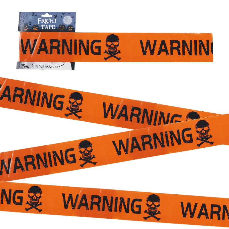 1 PC Halloween Window Prop Warning line Plastic Skull Head Warning Tape Signs