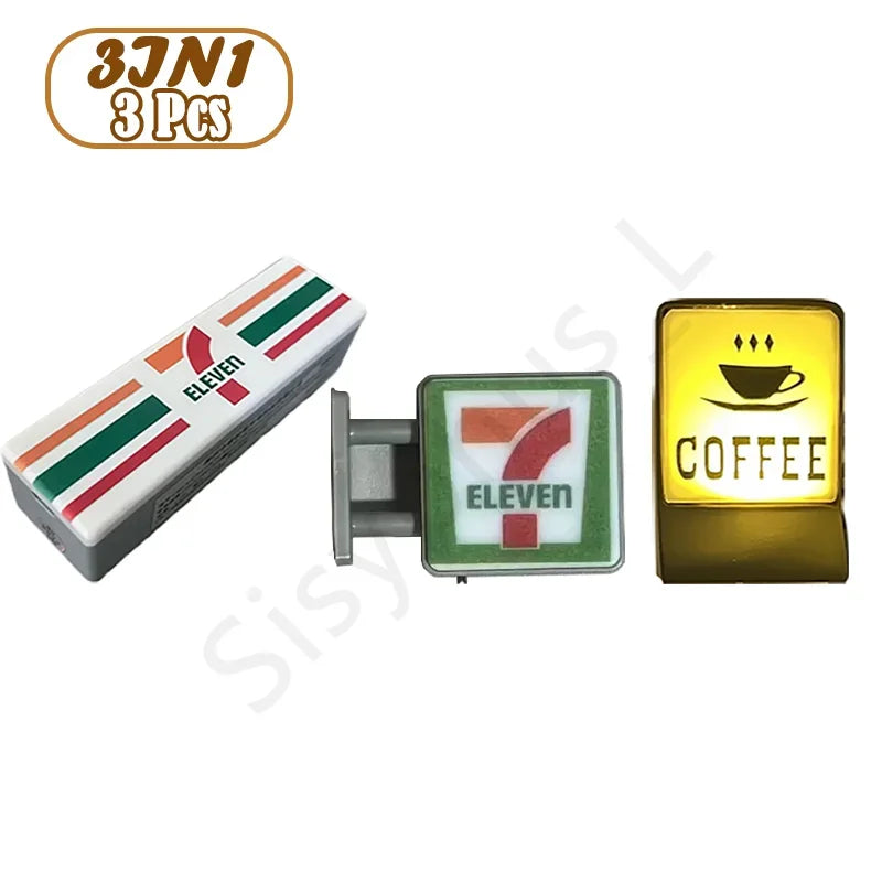 6 Styles 711 Store Light Sign Coffee Shop Magnetic Refrigerator Stickers