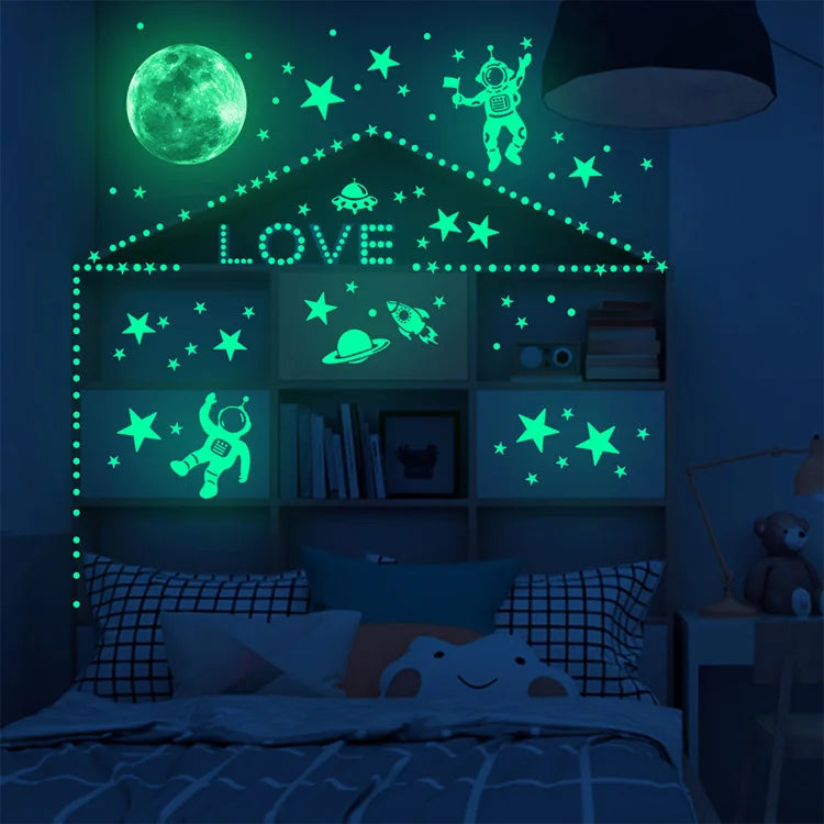 Luminous Astronaut Bedroom Decoration Glow In The Dark Self-adhesive Decals