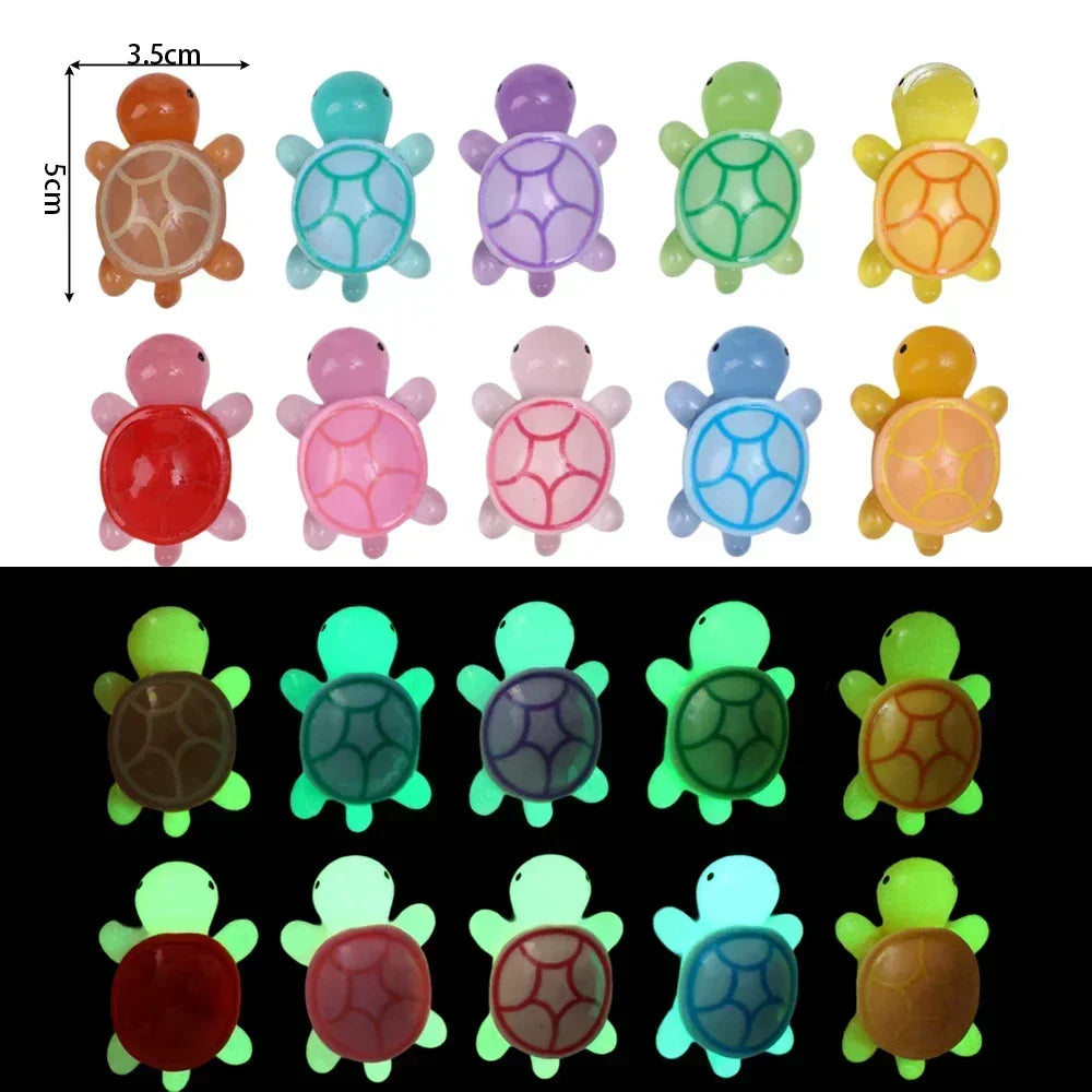 50/2pcs Cute Mini Luminous Turtle Ornaments Glowing in The Dark Miniatures