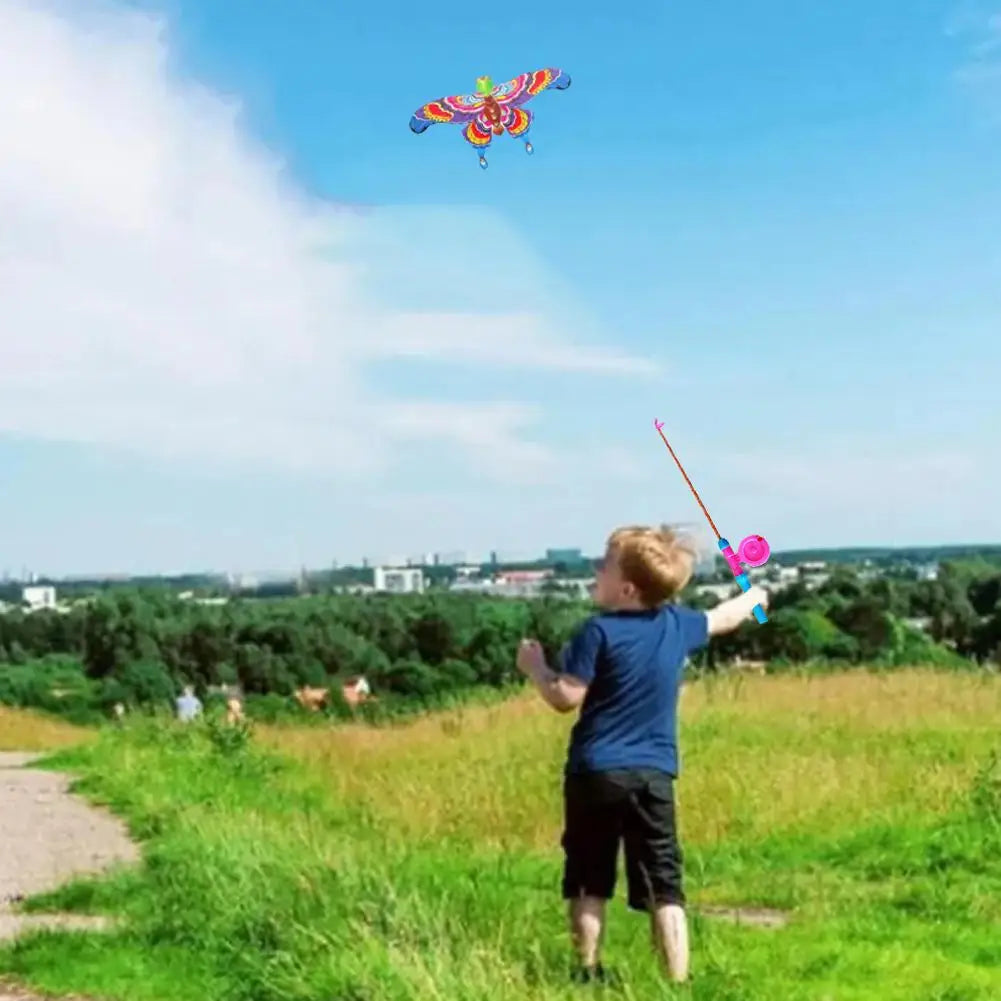 Outdoor Toys Kite Hand Brake Fishing Rod Butterflies For Kids