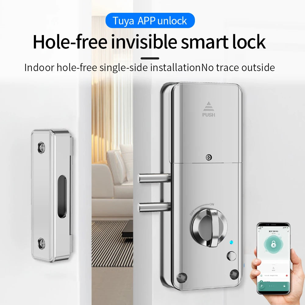 Home Smart Door Lock Handle Hidden Battery Anti Theft Electronic Keyless Lock
