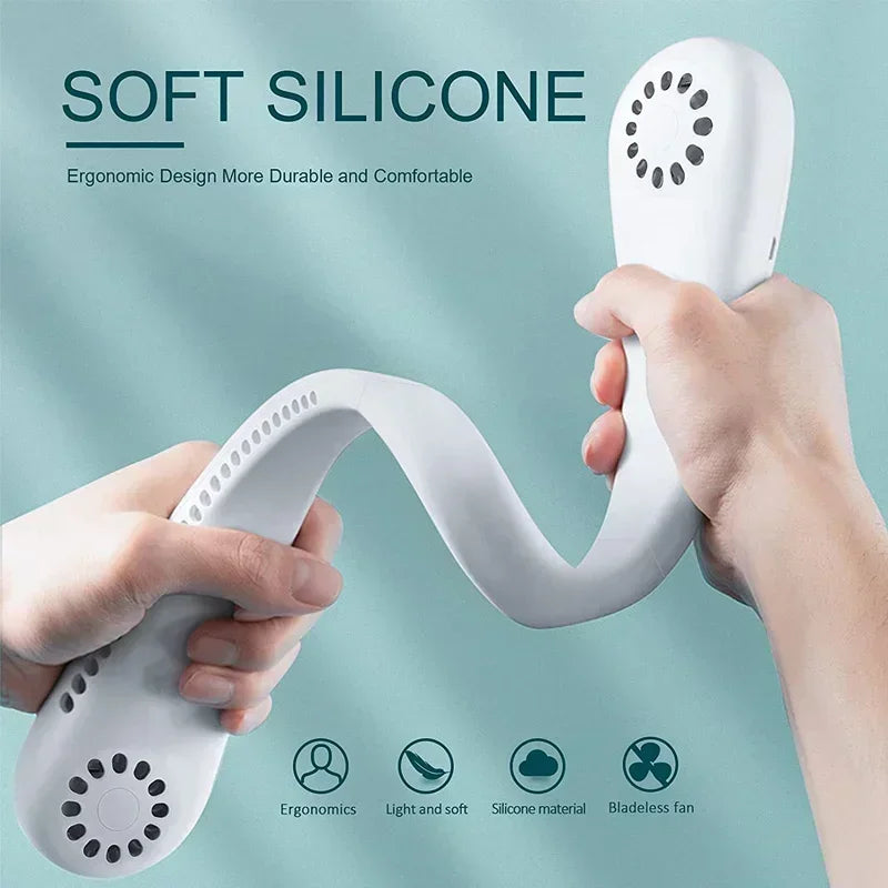 Portable Mini Neck Hanging Fan USB Rechargeable Wearable for Outdoor