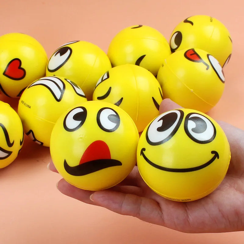 6PCS 6.3cm facial expression foam PU extrusion sports decompression children's toy
