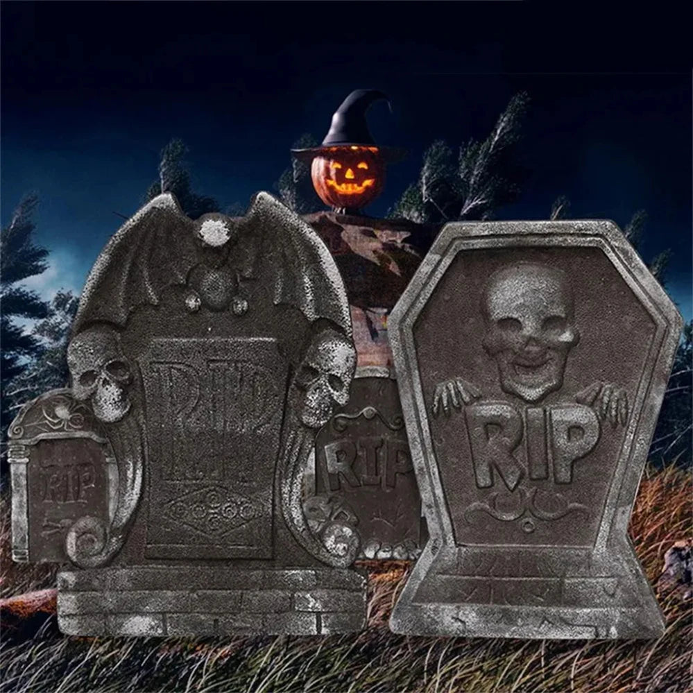 1 pcs Halloween Foam Tombstones Outdoor Home Decoration Bats Skeleton Gravestone